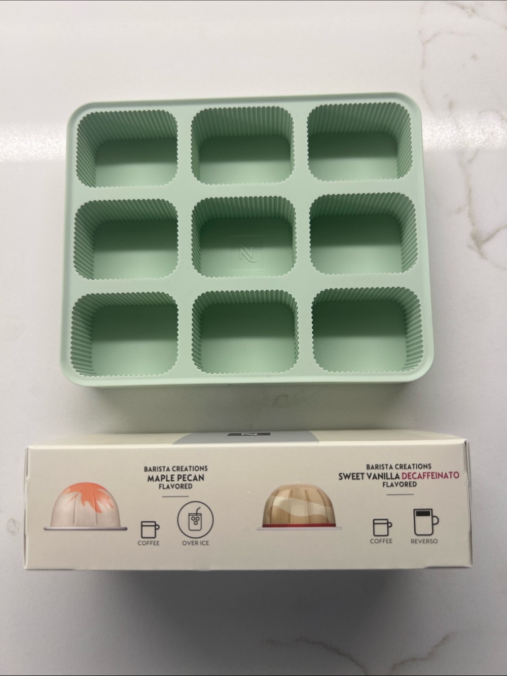 Nespresso sample pack and ice tray